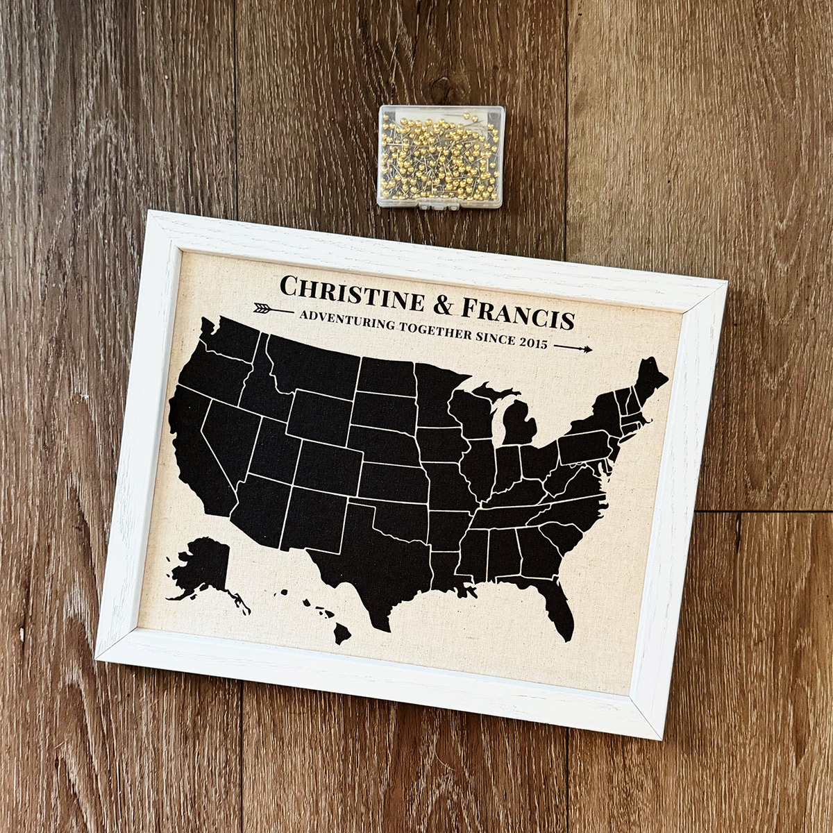 anniversary gift map with pins