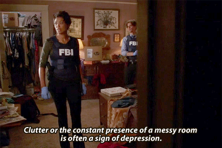 criminal minds - till death do us part - clutter or the constant presence of a messy room is often a sign of depression