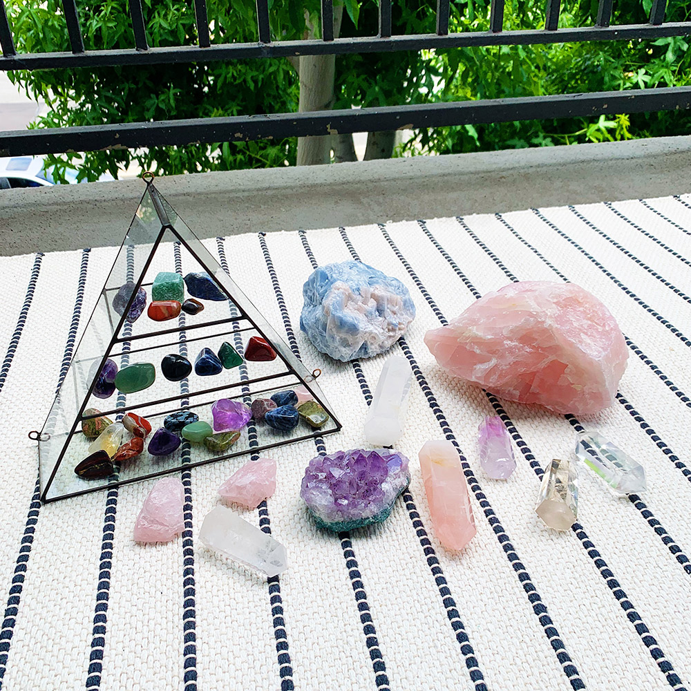 crystals on balcony