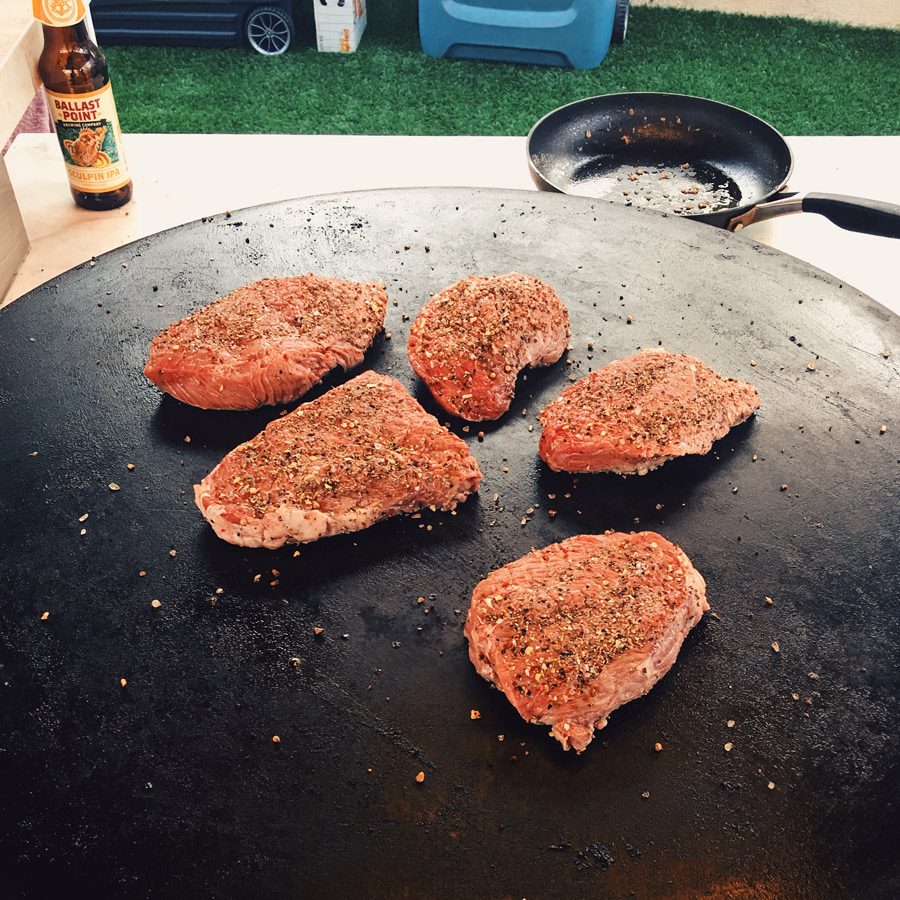 flat top grill steaks