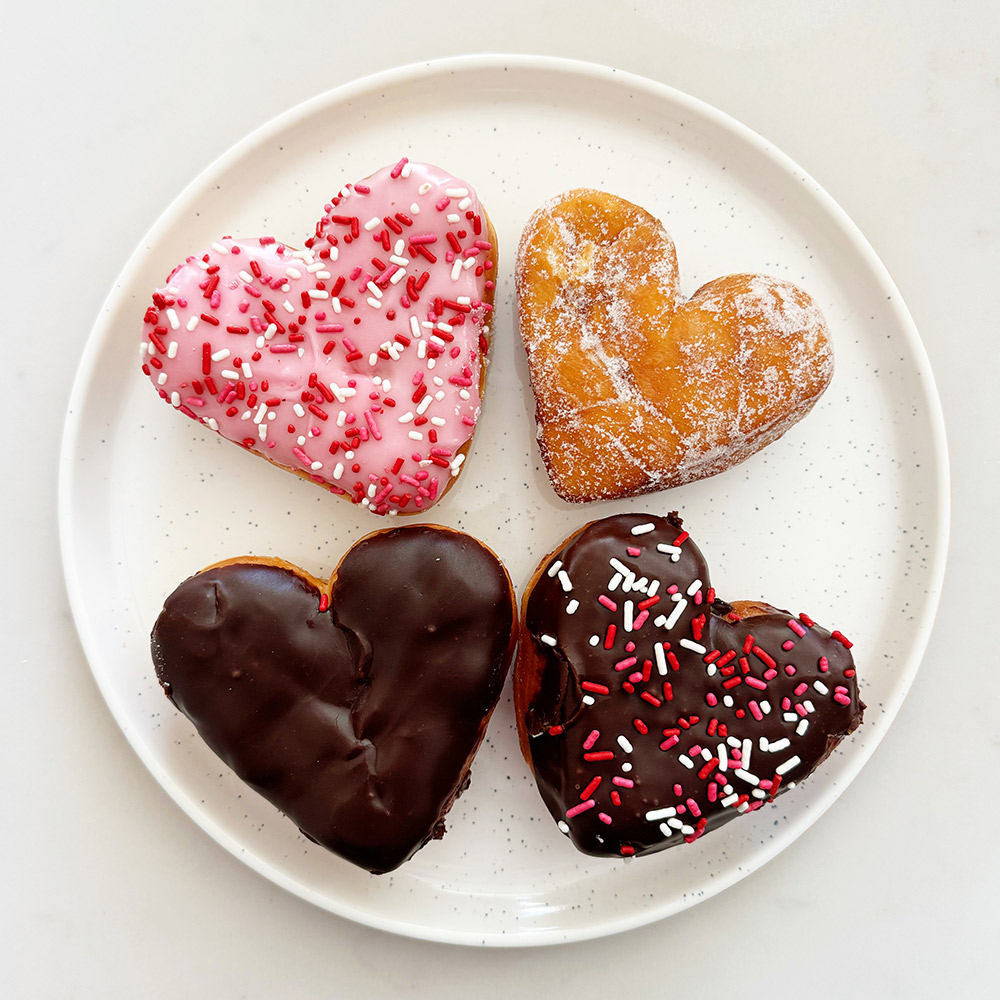 heart-shaped donuts