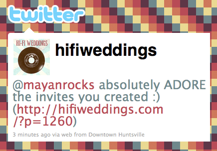 hi-fi weddings tweet