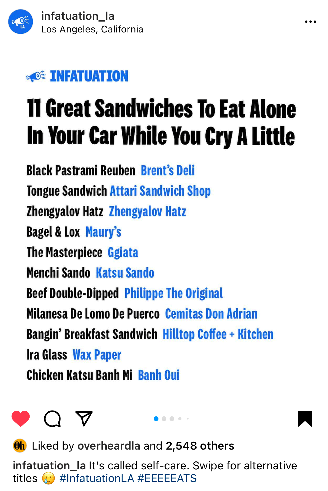 infatuation LA sandwiches