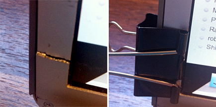 macbook pro binder clip cracked bezel