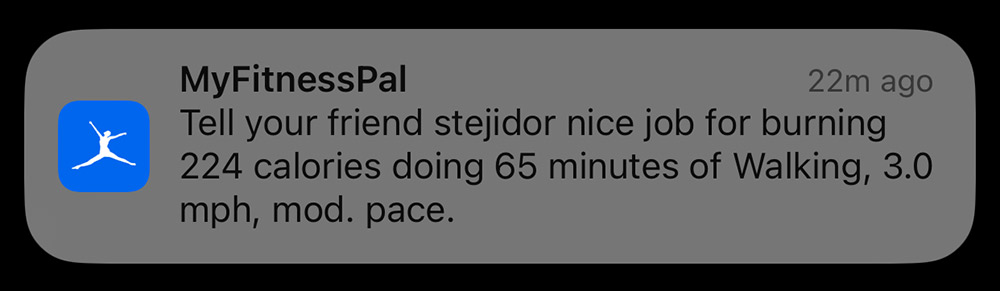 my fitness pal notification
