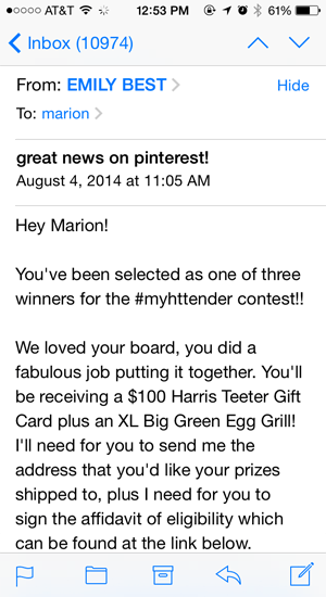 #myhttender pinterest contest winner