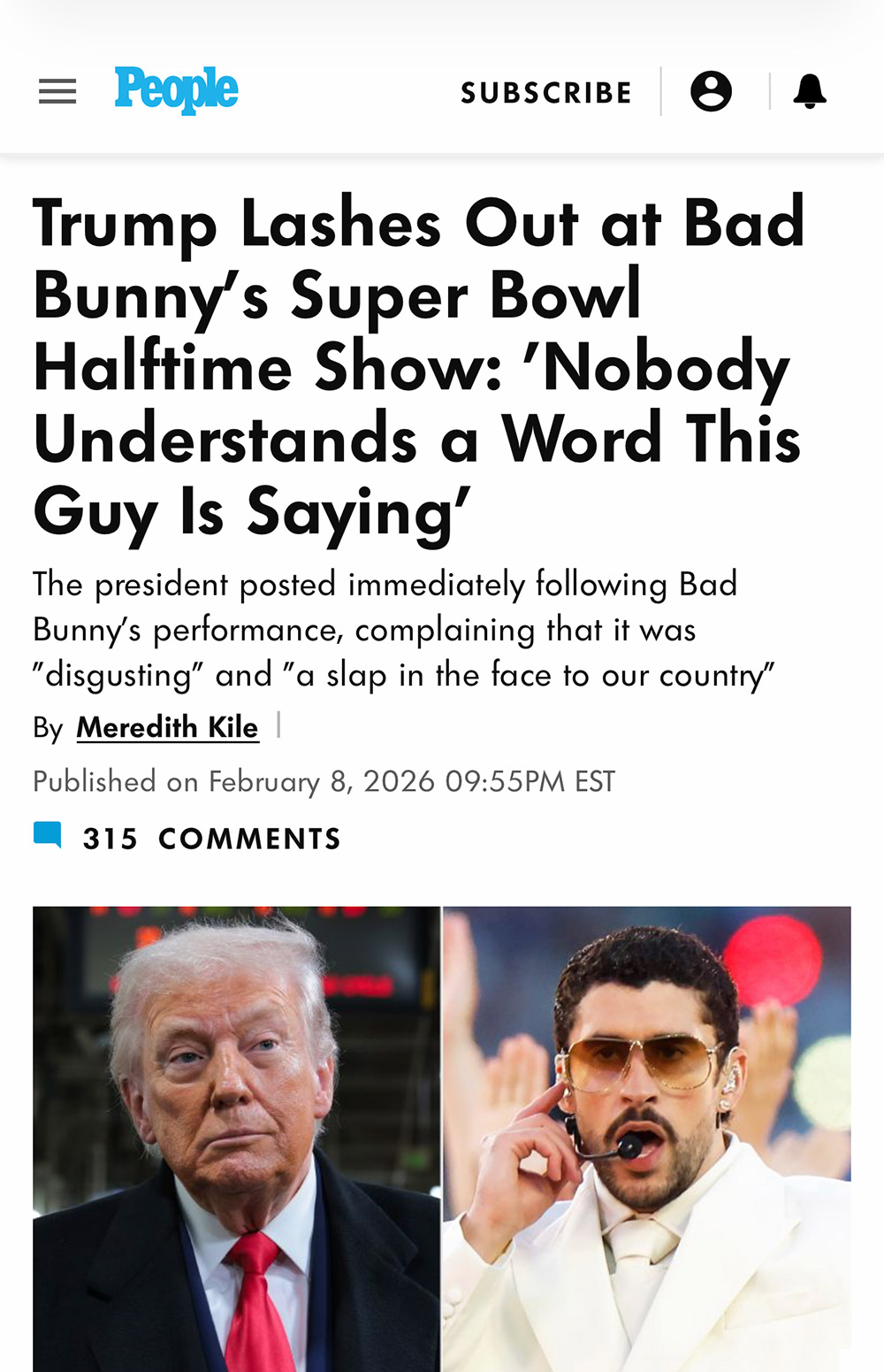 trump disses bad bunny