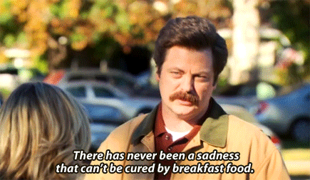 ron swanson - there has never been a sadness that can't be cured by breakfast food - parks and rec gif