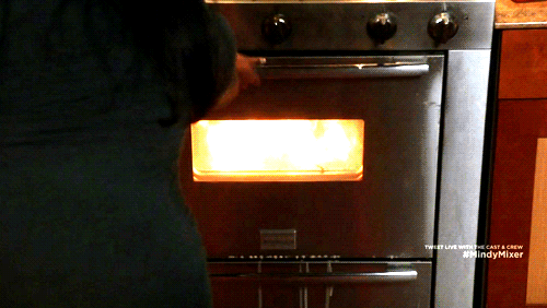 the mindy project - mindy mixer - kitchen oven fire