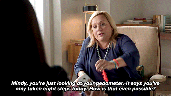 the mindy project pedometer gif
