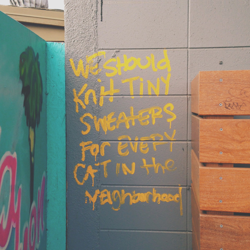 we should knit tiny sweaters for every cat in the neighborhood - venice beach graffiti