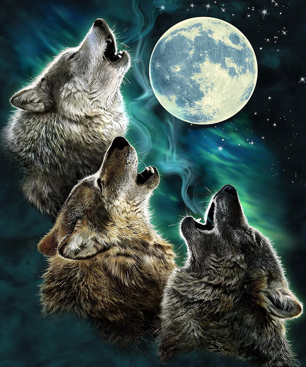 wolves howling at moon